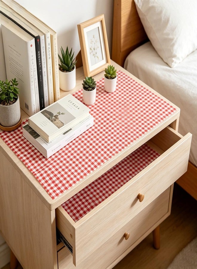 Alunsito Drawer and Shelf Liner, Non-Slip Kitchen Cabinet Liners Non-Adhesive Waterproof Washable Mats Protect Dresser Shelves Cupboard Bathroom Cabinets Plaid Red 11.8 * 118 Inches 3 Rolls - Image 4