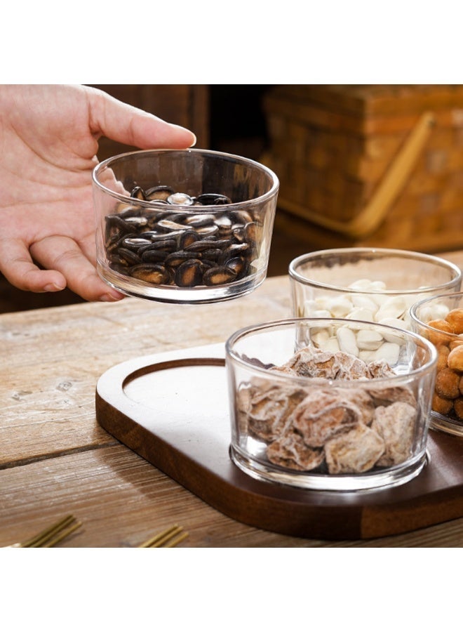 POWER 3 Compartment Snack Serving Tray with Glass Jars and Wooden Lids Nut Storage Organizer Dry Fruit Candy Snack Container Set with Wooden Base for Kitchen Table Coffee Table - Image 3