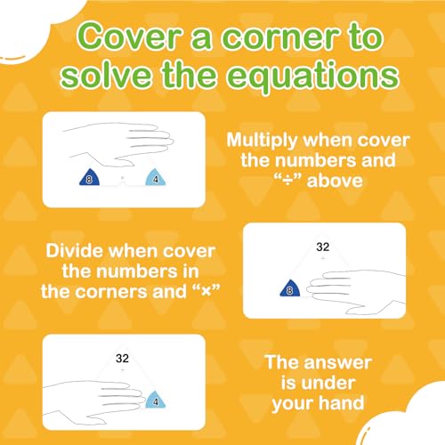 Edulok Multiplication and Division Flash Cards 012 Triangle Math Games Flash Cards with Times Table Chart Math Manipulatives Flashcards for Kids Classroom Homeschool 3rd 4th 5th 6th Grade - Image 5