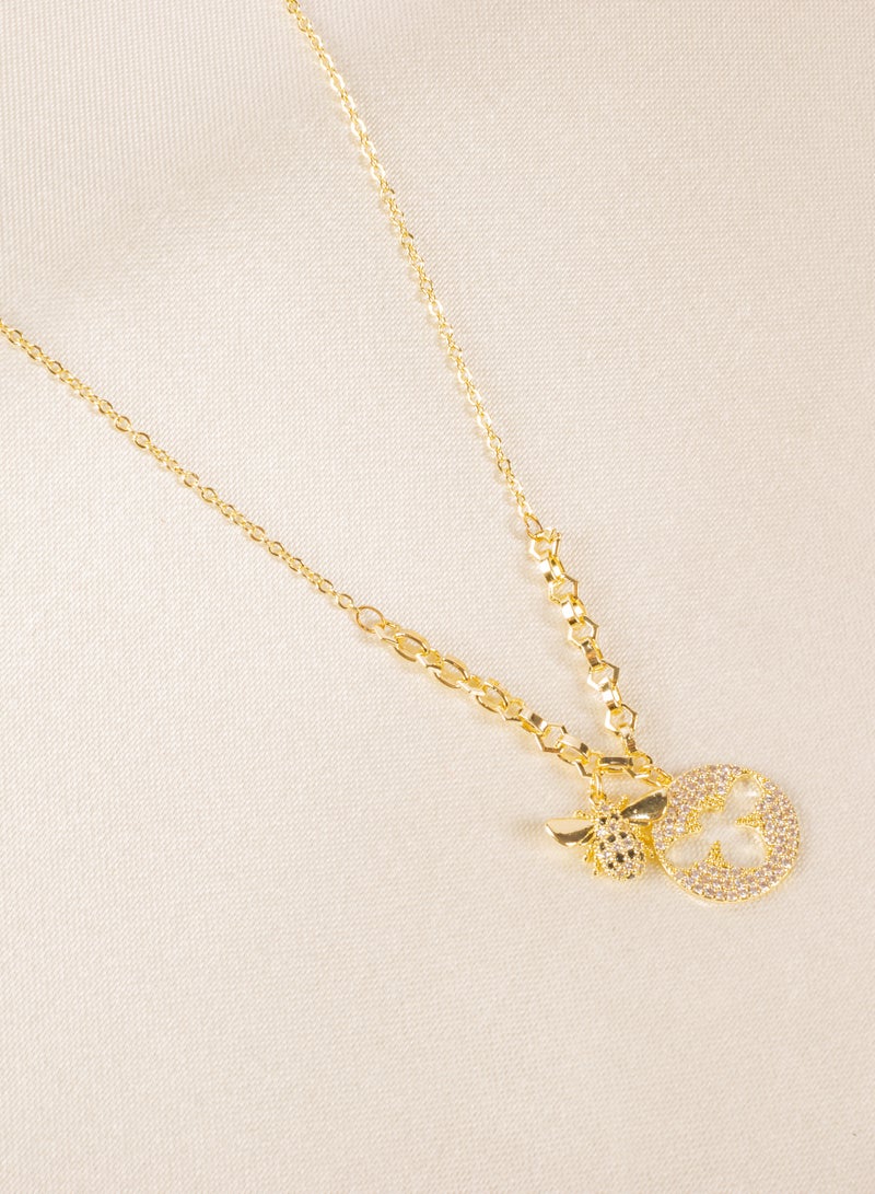 Stainless Steel Necklace Zirconic Bee Pendant