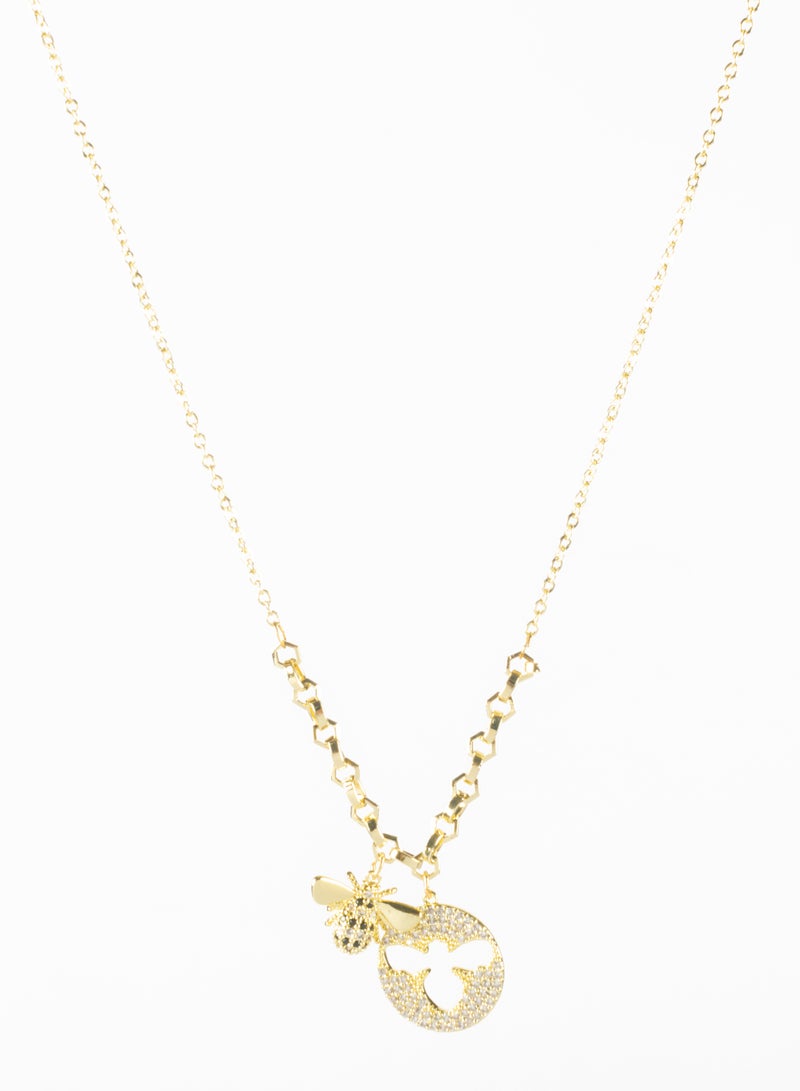 Stainless Steel Necklace Zirconic Bee Pendant