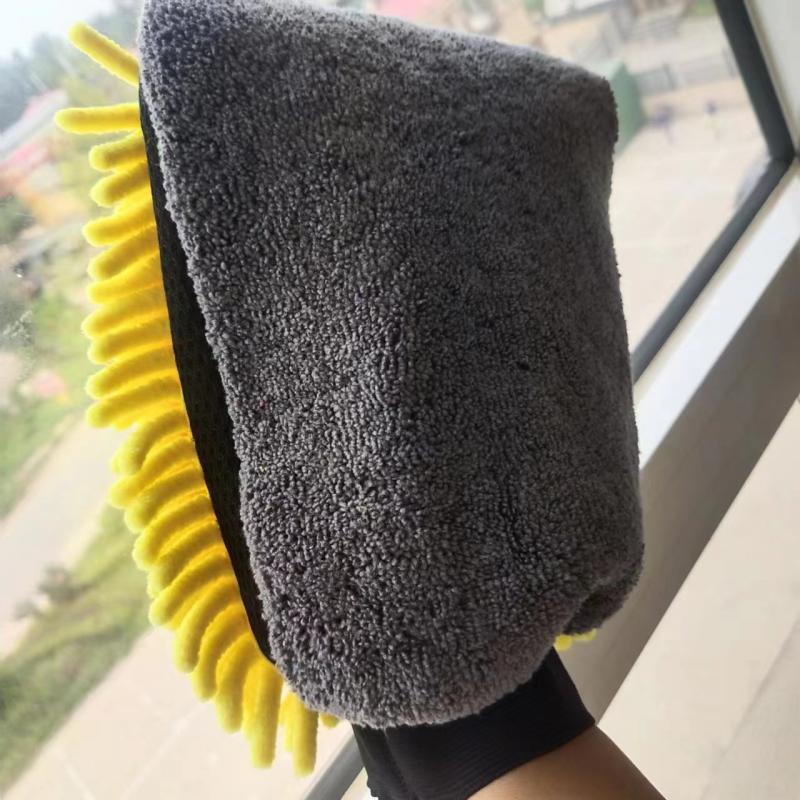 One-Sided Chenille Car Wipe Gloves Caterpillar Thickened Water Absorbent Car Wash Foam Car Beauty Care Car Wipe - Image 2