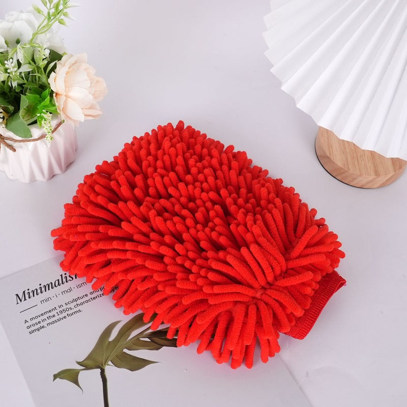 One-Sided Chenille Car Wipe Gloves Caterpillar Thickened Water Absorbent Car Wash Foam Car Beauty Care Car Wipe - Image 1