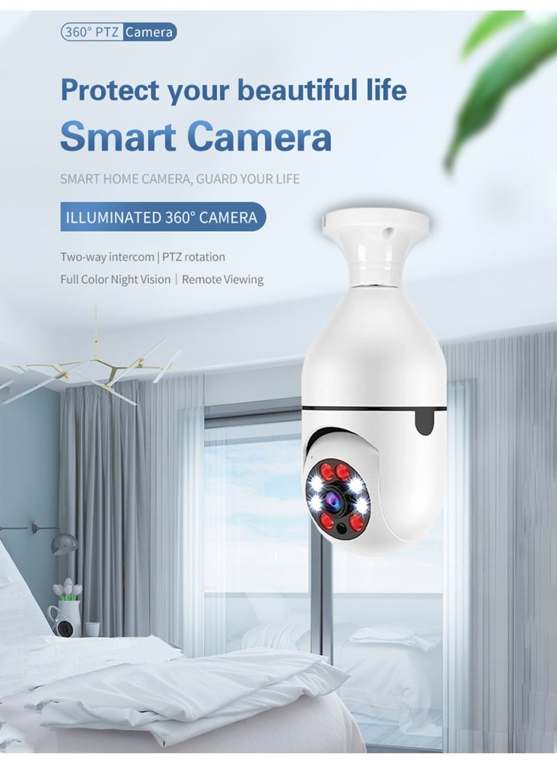 ACHAS - 1080P WiFi 2MP E27 Bulb Surveillance Camera for Indoor & Outdoor Use, Security IP Camera with Night Vision, Two-Way Audio, and Motion Detection - Image 1
