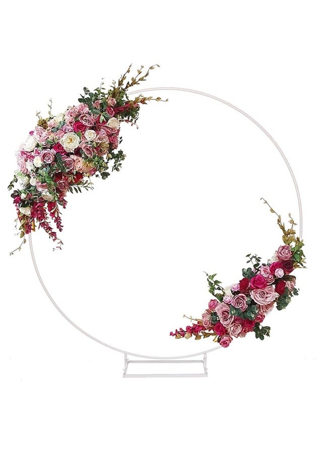 GGEROU Wedding Arch Stand,6.6 FT (2M) Metal Round Balloon Arch Kit,Background Display Stand With Base for Wedding, Birthday, Baby Shower Balloon Decorations (White)  - Image 1