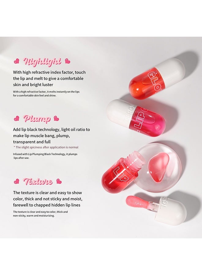 فايبلي زيت توهج الشفاه ، زيت الشفاه مرطب وممتلأ صبغة الشفاه زيت الشفاه مرطب مغذي يقلل من الجفاف إصلاح الخشونة التغذية توهج الشفاه سملون الشفاه - Image 5