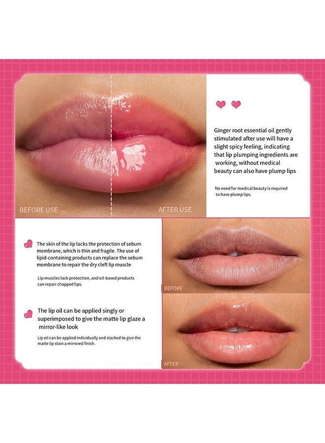 فايبلي زيت توهج الشفاه ، زيت الشفاه مرطب وممتلأ صبغة الشفاه زيت الشفاه مرطب مغذي يقلل من الجفاف إصلاح الخشونة التغذية توهج الشفاه سملون الشفاه - Image 3