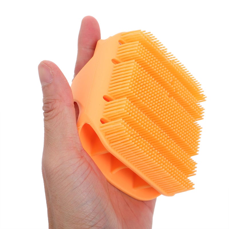Orange Silicone Bath Massage Brush Body Scrubber For Shower Exfoliating And Cleansing - Image 4