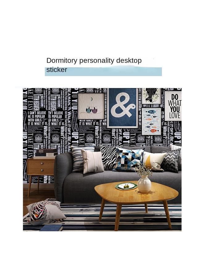 Bluejw Plaid Black And White English Wallpaper Kitchen Bedroom Cabinet Desktop Self-Sticker Wallpaper Boys Dormitory Home Self-adhesive Wallpaper - Image 4