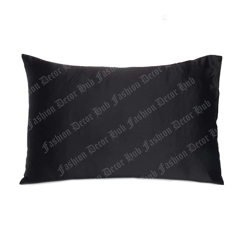 handmade Fashion Decor Hub Satin Pillow Case 300 TC Pillow Covers Soft and Comfortable Satin Pillow Cover Pillowcase Silky for Hair and Skin Bedroom Decor 2 PC Black Standard 20x26 Inch - Image 4