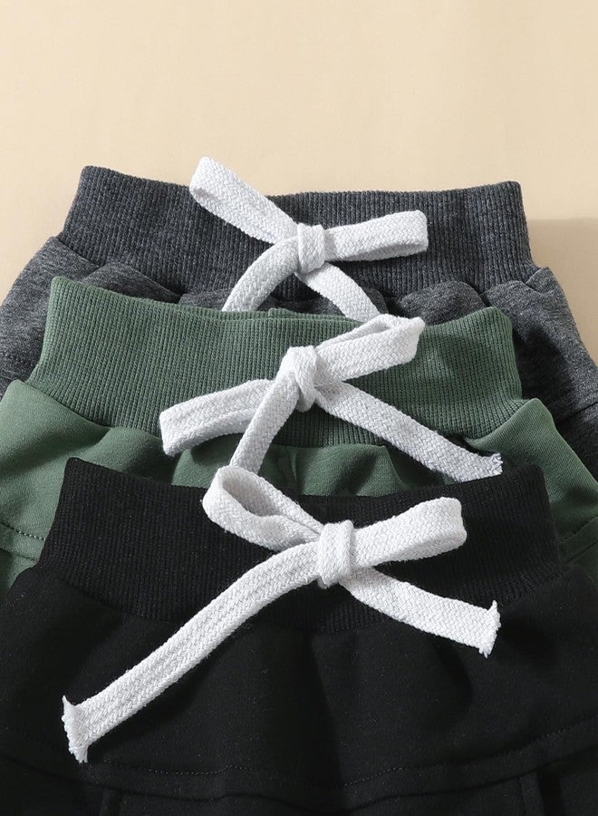 Yoawdats Baby Boys' 3-Pack Pull-on Jogger Pants Knit Pants Classic Fit Elastic Waist Kids Toddler Pants Multipacks Long Pants - Image 4