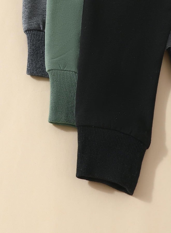 Yoawdats Baby Boys' 3-Pack Pull-on Jogger Pants Knit Pants Classic Fit Elastic Waist Kids Toddler Pants Multipacks Long Pants - Image 5