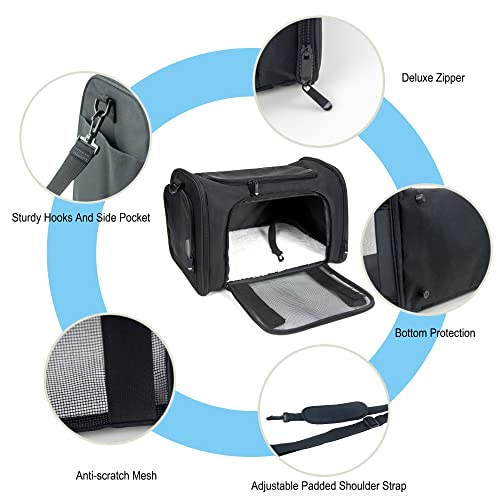 NextFri Soft Sided Carrier for Small Medium Cats Dogs,TSA Airline Approved Collapsible Travel Pet Carrier Medium Black - Image 3