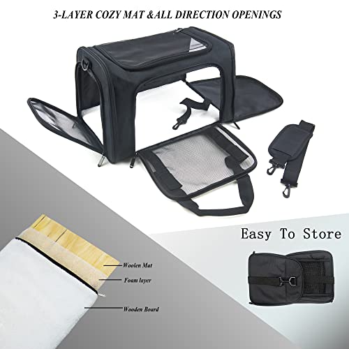 NextFri Soft Sided Carrier for Small Medium Cats Dogs,TSA Airline Approved Collapsible Travel Pet Carrier Medium Black - Image 2