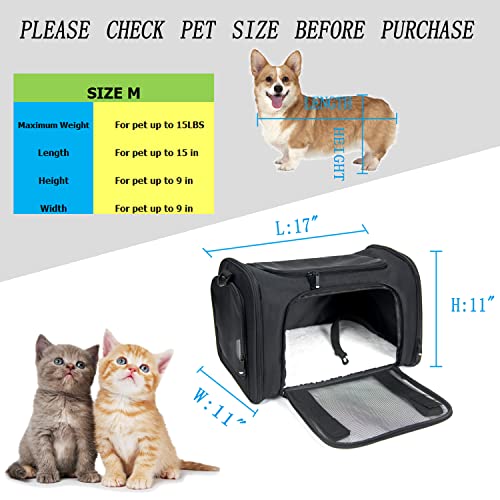 NextFri Soft Sided Carrier for Small Medium Cats Dogs,TSA Airline Approved Collapsible Travel Pet Carrier Medium Black - Image 4