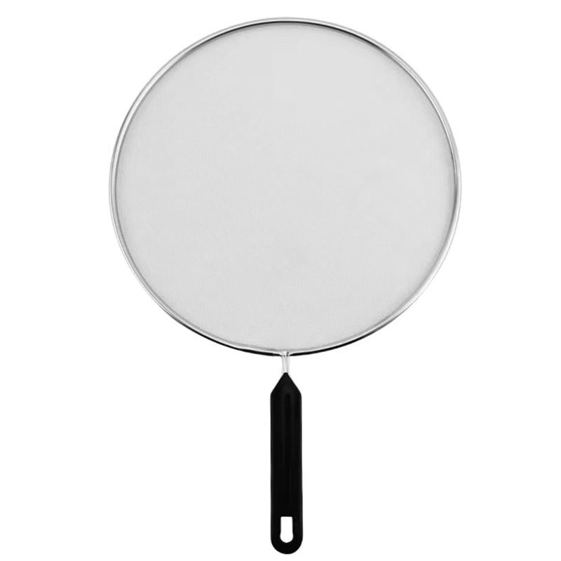 Grease Splatter Screen for Cooking, Stainless Steel Splash Guards Frying Pan Cover Shield for Oil and Bacon Splashes, Comfortable Handle Dishwasher Safe Splatter Guard, Black