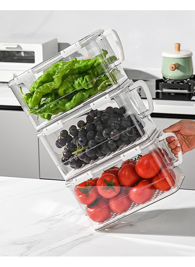 YAH Creation 6.2L Yah Durable Fridge Container With Lid – Leakproof, Airtight Locks, Built In Folding Handle – Stackable Refrigerator Storage Organizer For Fruits, Vegetables, Meat, Snacks, Pantry & More. - Image 3