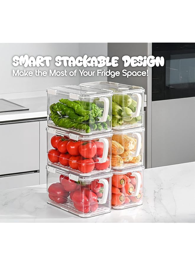 YAH Creation 6.2L Yah Durable Fridge Container With Lid – Leakproof, Airtight Locks, Built In Folding Handle – Stackable Refrigerator Storage Organizer For Fruits, Vegetables, Meat, Snacks, Pantry & More. - Image 2