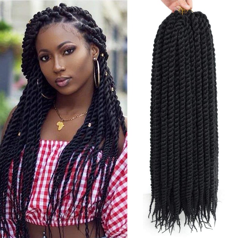 Admutty Admutty Havana Twist Crochet Hair 22 inch 6 Packs Crochet Braids Senegalese Twist Crochet Braiding Hair 1B 