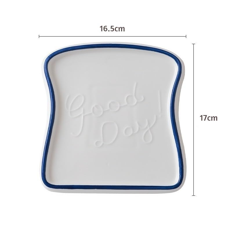 OLWICK طبق خبز بشكل توست سيراميك إبداعي من OLWICK® | طبق إفطار للسلطة، الفاكهة، الكعك، الجبن، الزبدة، 2 قطعة، أزرق - Image 3