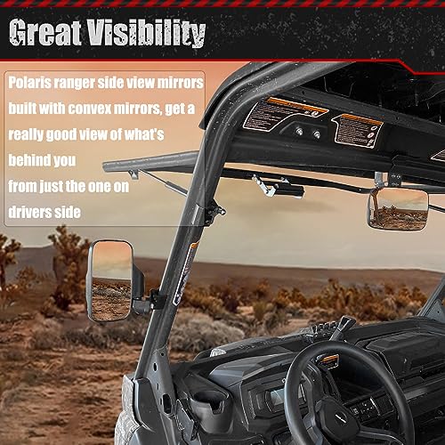 SUNPIE Side Mirrors for Polaris Ranger 1000 XP 1000 SP 570 UTV Mirror Compatible with Polaris General 1000/XP 1000, Canam Defender/Maverick Trail 2013-2025, Pro-fit/Frofile Cage Mirror - Image 5