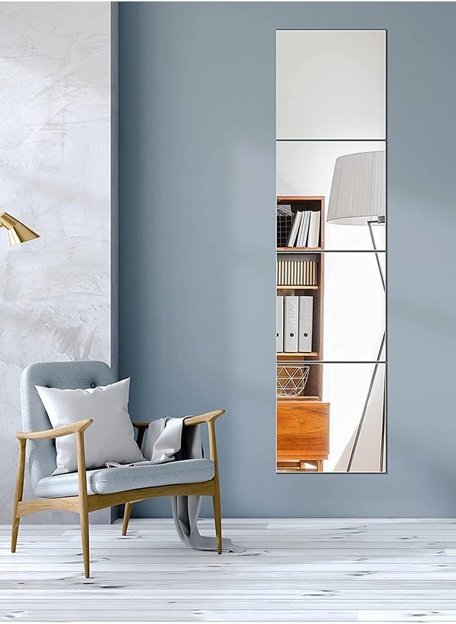 JCB CHIC - Full Length Wall Mirror, 4PCS Self Adhesive Wall Mounted Square Mirror Tiles, Frameless Mirror set for Home Office Bedroom Living Room Bathroom Door Gym (30 * 30cm) - Image 1