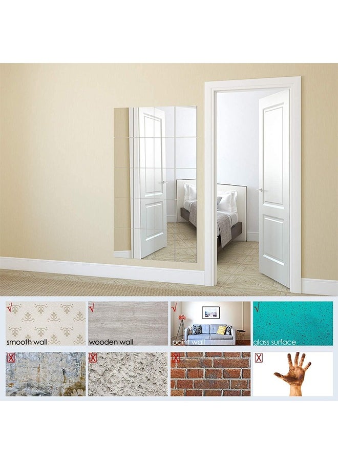 JCB CHIC - Full Length Wall Mirror, 4PCS Self Adhesive Wall Mounted Square Mirror Tiles, Frameless Mirror set for Home Office Bedroom Living Room Bathroom Door Gym (30 * 30cm) - Image 1