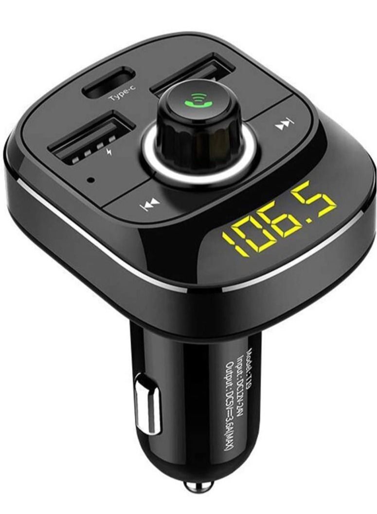 Fm Transmitter For Car, Bluetooth 5.0 Car Radio Audio Adapter With Qc3.0 Quick Charge, Pd Charge Port, Usb Drive, Tf Card, Mp3 Player, Support Hands-Free Calling, Black - Image 1