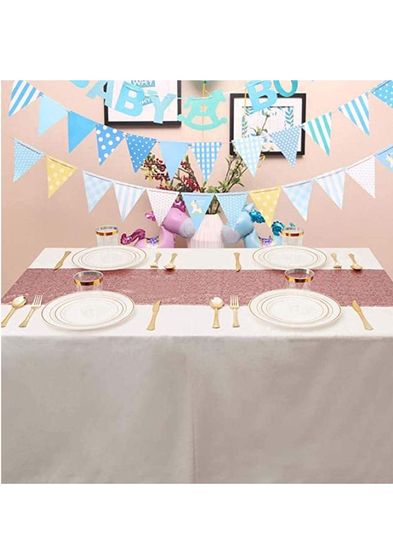 SYOSI 50 كوب شفاف بحافة ذهبية وردية 12 أونصة أكواب شرب قابلة لإعادة التدوير للحفلات الزفاف وأعياد الميلاد والمناسبات العشاء - Image 5