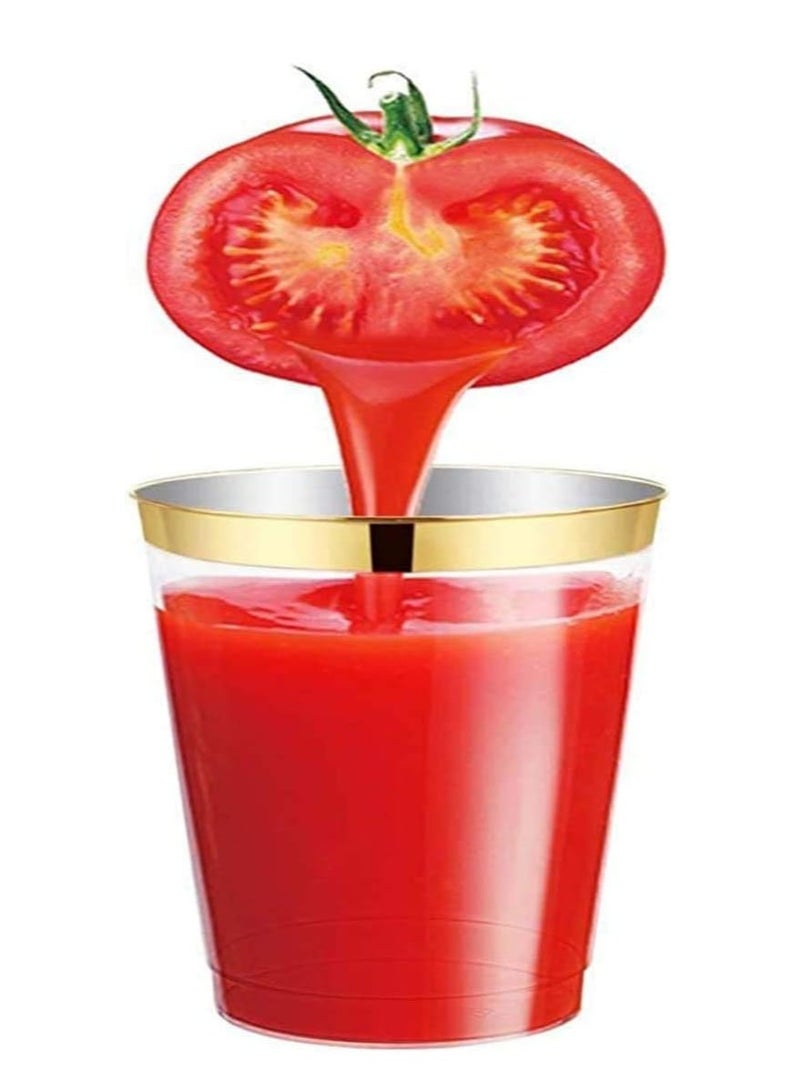 SYOSI 50 كوب شفاف بحافة ذهبية وردية 12 أونصة أكواب شرب قابلة لإعادة التدوير للحفلات الزفاف وأعياد الميلاد والمناسبات العشاء - Image 3