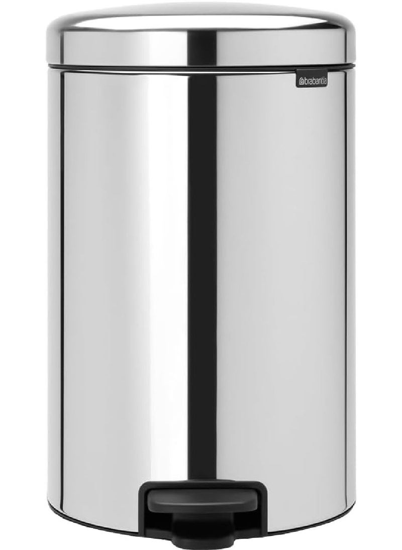 brabantia Brabantia Step Trash Can With Plastic Inner Bucket, White, 7 Gallon 20 L Silver 113987  - Image 1