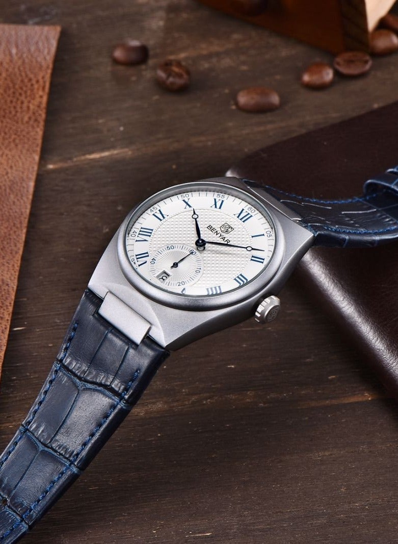 BENYAR Mens Watch Waterproof Chronograph Date Watch for Men Leather Strap Quartz Movement Analog Watch Business Casual Gift for Men - Image 5