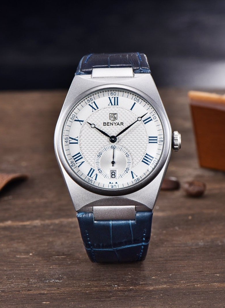 BENYAR Mens Watch Waterproof Chronograph Date Watch for Men Leather Strap Quartz Movement Analog Watch Business Casual Gift for Men - Image 4