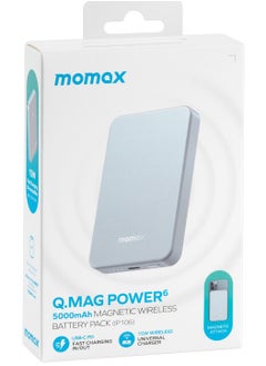 Momax Q.Mag Power 6 5000mAh Magnetic Wireless Battery Pack compatible with Magsafe - Blue  - Image 2