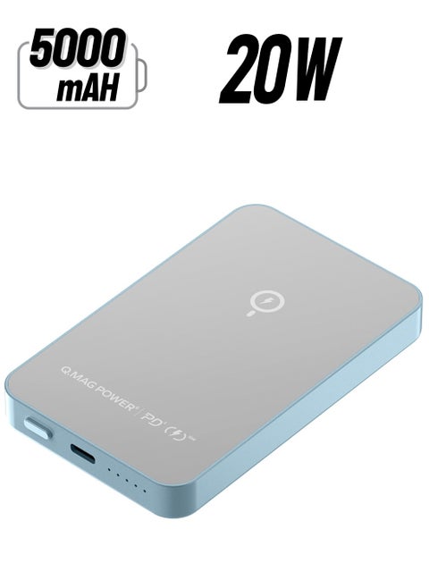 Q.Mag Power 6 5000mAh Magnetic Wireless Battery Pack compatible with Magsafe - Blue