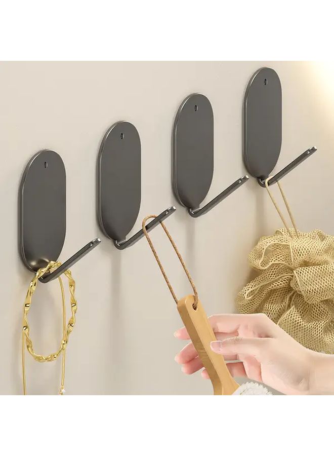 Black No Drill Adhesive Hooks Heavy Duty Damage Free Towel Hanging 5 Packs - Image 2