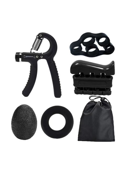 6 Pcs Hand Grip Strengthener Kit with Storage Pouch Hand Finger Exerciser 5 Finger Stretcher Adjustable Hand Gripper Hand Therapy Ball Grip Exercise Ring