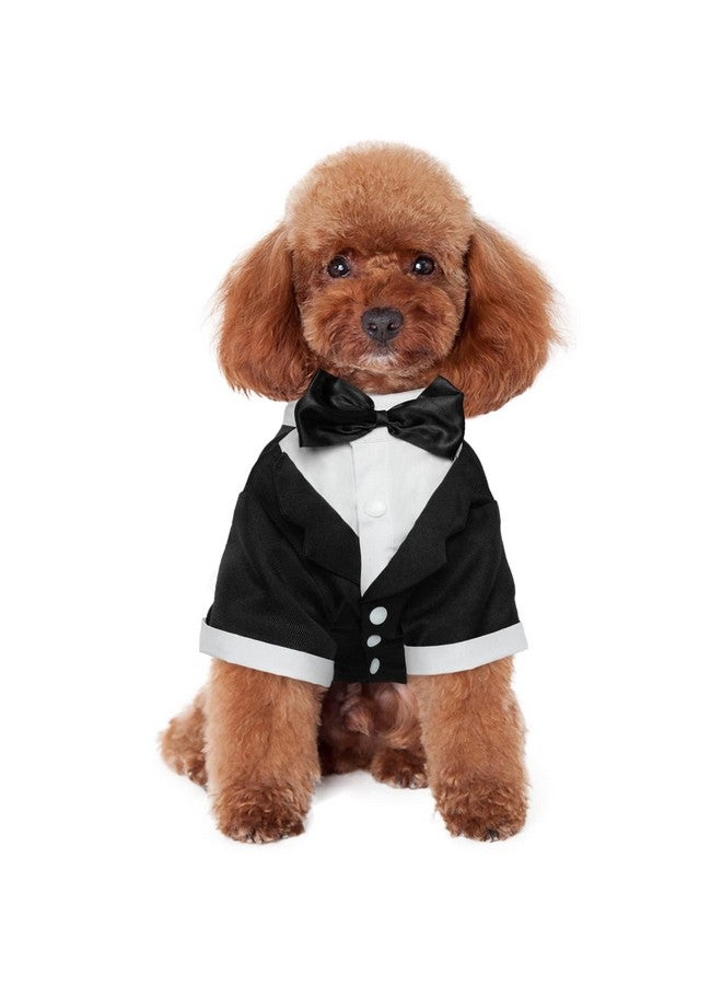 Kuoser Dog Shirt Puppy Pet Small Dog Clothes, Stylish Suit Bow Tie Costume, Wedding Shirt Formal Tuxedo with Black Tie, Dog Prince Wedding Bow Tie Suit,XXL - Image 1
