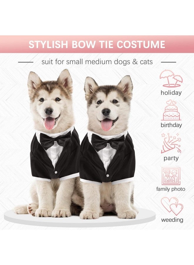 Kuoser Dog Shirt Puppy Pet Small Dog Clothes, Stylish Suit Bow Tie Costume, Wedding Shirt Formal Tuxedo with Black Tie, Dog Prince Wedding Bow Tie Suit,XXL - Image 3
