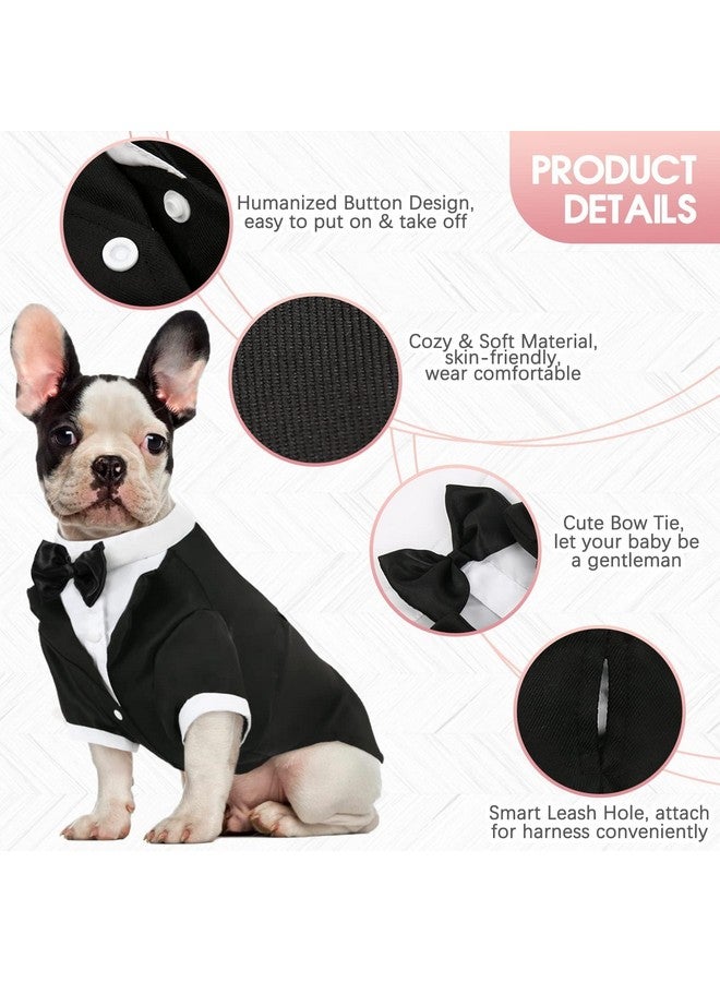 Kuoser Dog Shirt Puppy Pet Small Dog Clothes, Stylish Suit Bow Tie Costume, Wedding Shirt Formal Tuxedo with Black Tie, Dog Prince Wedding Bow Tie Suit,XXL - Image 2