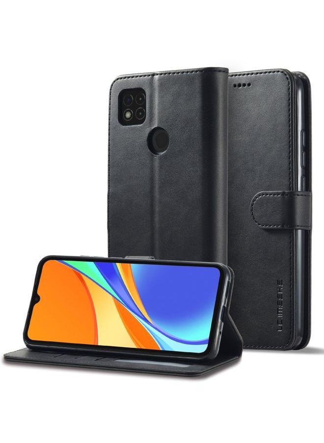 HuHa Case Cover For Xiaomi Redmi 9C LC.IMEEKE Calf Texture Leather Phone Case Black 