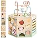 ROBUD Wooden Activity Cube Montessori Toys for 1 Year Old Educational Toy with 13 Functional Areas Fountain Garden Theme for Baby Boys Girls - Image 2
