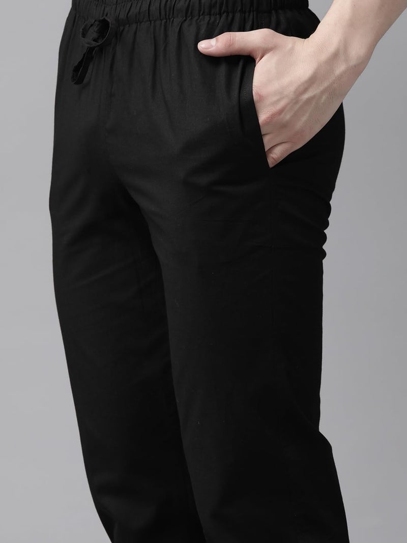 See Designs Men Full Sleeve Black And Gold Chanderi Silk Sequins Mandarin Collar Side Slit Kurta With Pyjama - SDKT243502L - Image 2