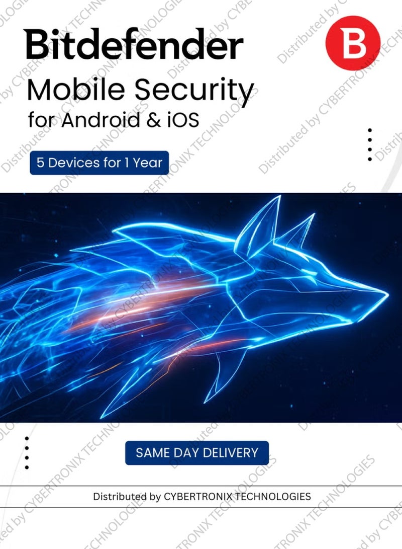 Bitdefender Mobile Security for Android & iOS | 5 Devices for 1 Year | Digital License | SAME DAY DELIVERY