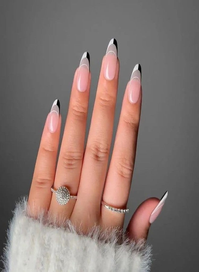 ZOONA 24PCS Everlasting French Nails Artificial Nails Art Set| Lightweight & Long Lasting| Easy To Use| Quick Fix For Festivals & Special Occasions (0W087) - Image 1
