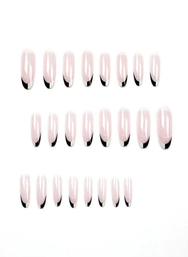 ZOONA 24PCS Everlasting French Nails Artificial Nails Art Set| Lightweight & Long Lasting| Easy To Use| Quick Fix For Festivals & Special Occasions (0W087) - Image 2