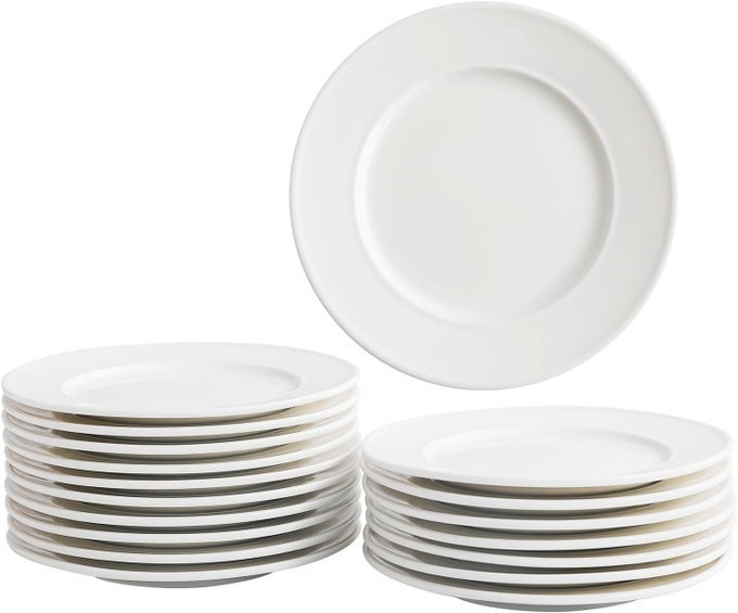 6 INCH CERAMIC DESSERT PLATES SET OF 18 SMALL SALAD PLATES PORCELAIN ROUND SHAPED DINNER PLATES APPETIZER PLATES FOR CAKE WAFFLES SNACKS SIDE DISH OVEN MICROWAVE DISHWASHER SAFE WHITE