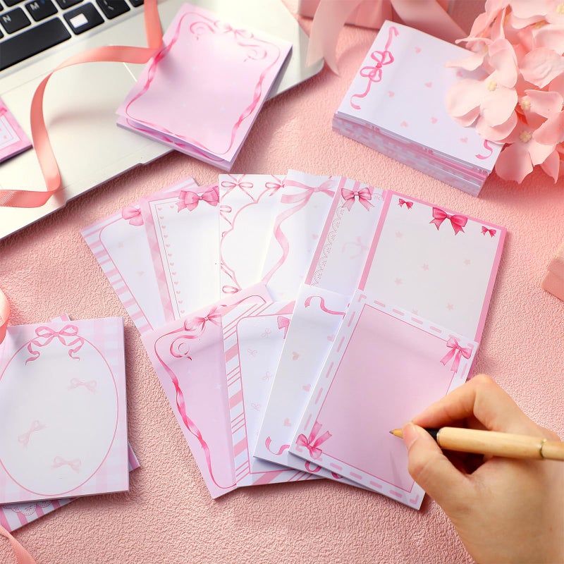 Thenshop 24 Pcs/720 Sheets Coquette Pink Bow Sticky Notes Bow Self Stick Notepad to Do List Writing Memo Pads Goodies Bags Fillers for Birthday Party Favors Rewards Gifts Home Office, 4 x 3 Inches - Image 4
