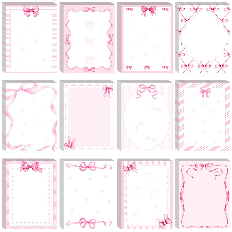 Thenshop 24 Pcs/720 Sheets Coquette Pink Bow Sticky Notes Bow Self Stick Notepad to Do List Writing Memo Pads Goodies Bags Fillers for Birthday Party Favors Rewards Gifts Home Office, 4 x 3 Inches - Image 1