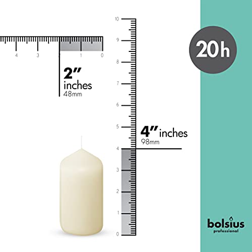 BOLSIUS Ivory Pillar Candles - 20 Pack 2x4 inch Pillar Candle Set - 20 Hours Dripless & Smokeless Clean Burning Dinner Candles - Premium Europen Quality - Palm Oil Free - 0% Animal Fat - Party Candles - Image 2